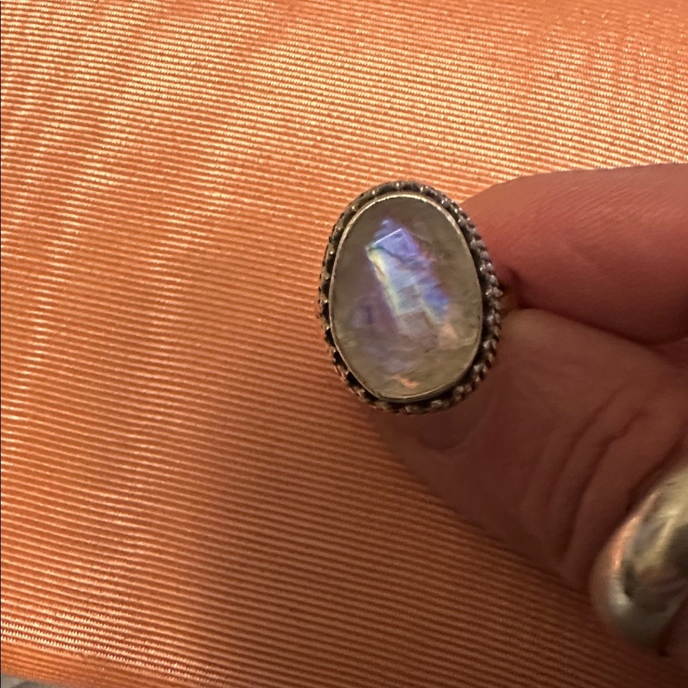 Sterling Silver Moonstone Statement Ring - Irides… - image 2